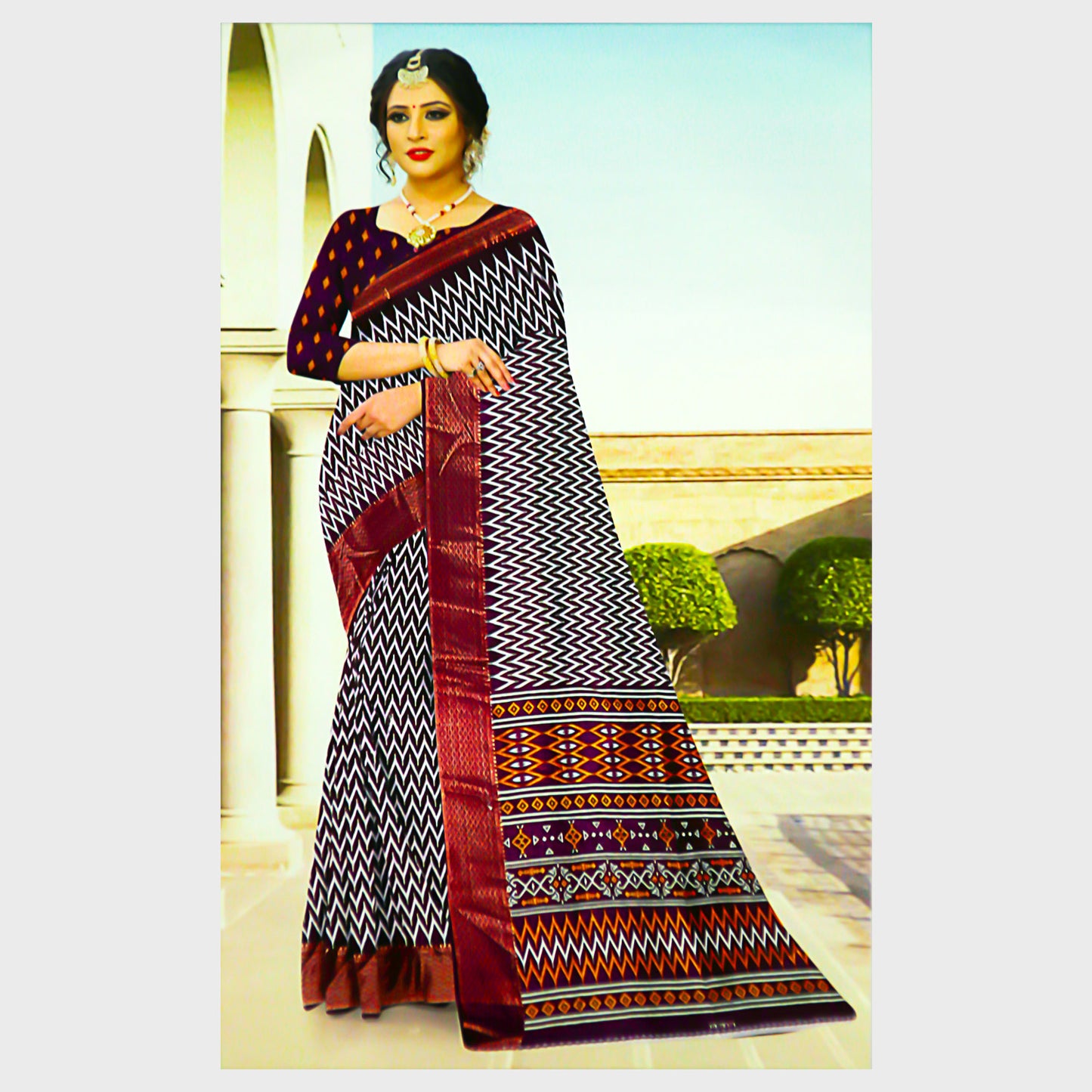 Brown Saree, Cotton Blend Saree, Ethnic Wear, Traditional Saree, Elegant Saree, Casual Saree, Festive Saree, Comfortable Saree, Versatile Saree, Indian Saree, Women's Saree, Traditional Ethnic Wear, Premium Quality Saree.