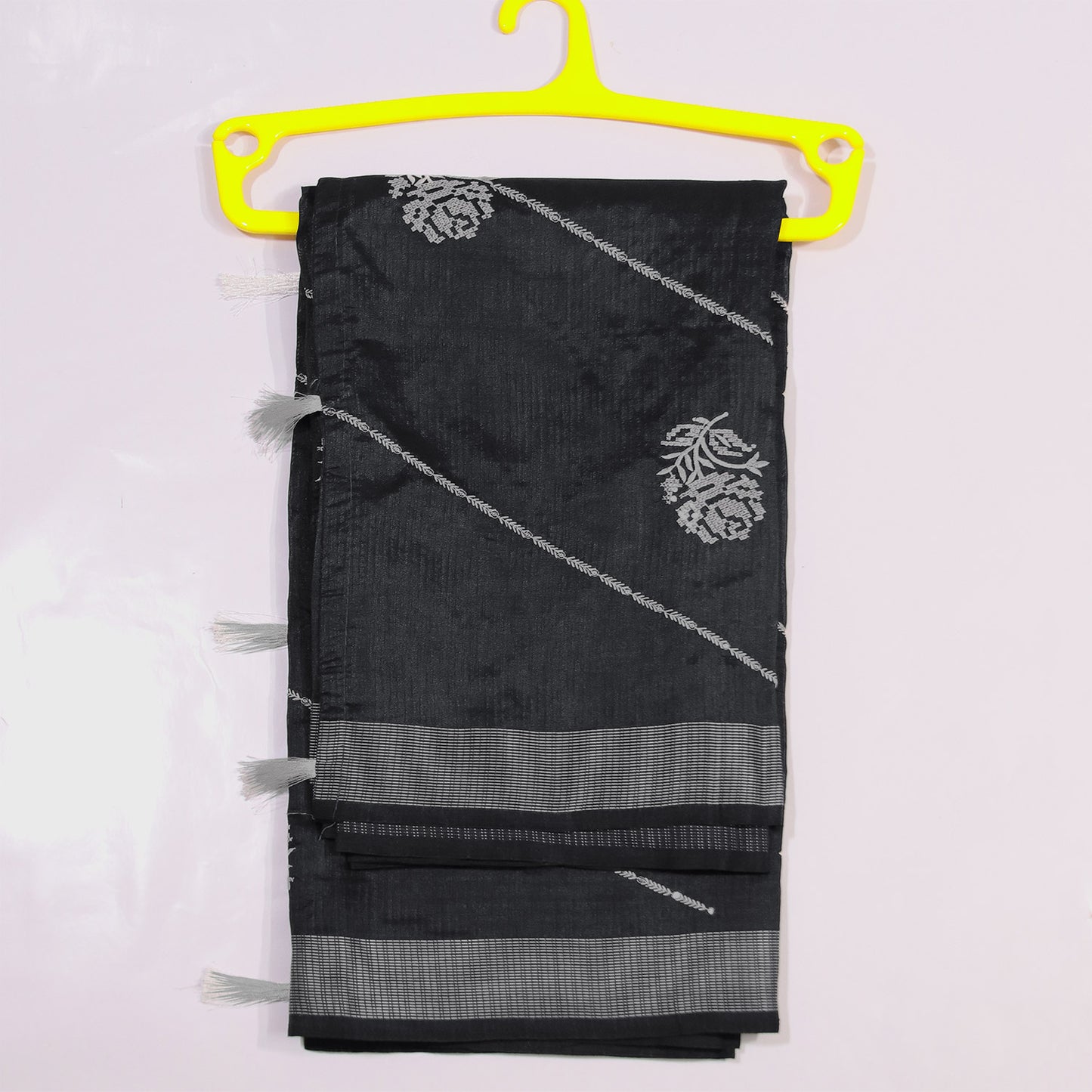 Dark Grey Cotton Saree, Thread Work Saree, Traditional Indian Attire, Handcrafted Saree, Elegant Ethnic Wear, Festive Saree, Wedding Saree, Comfortable Cotton Fabric, Versatile Saree, Unique Design Ethnic Saree, Graceful Indian Fashion, Bloomaya Maroon Saree, Traditional Thread Work Attire, Contemporary Ethnic Wear.