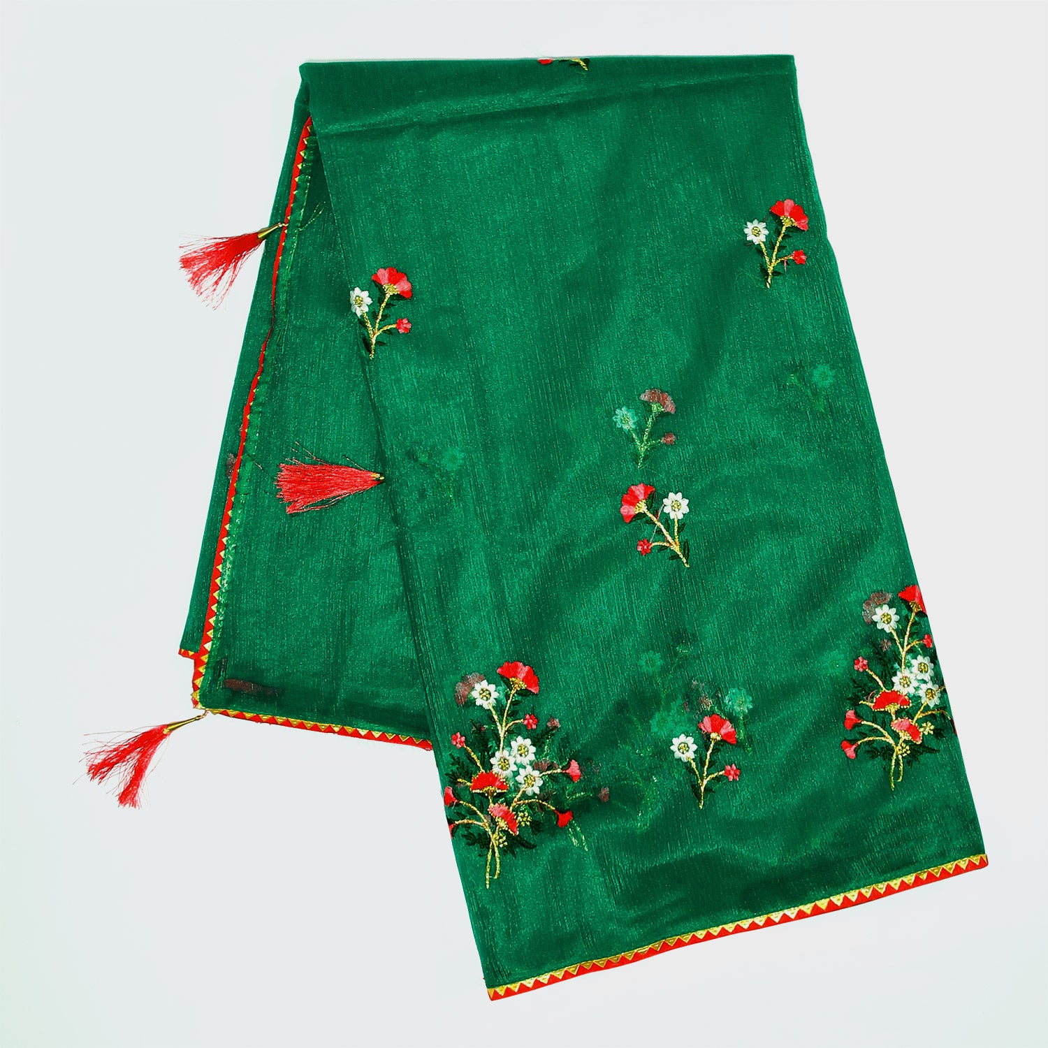 Green Organza Saree, Fancy Designer Saree, Women's Ethnic Wear, Indian Saree, Designer Blouse, Party Wear Saree, Wedding Saree, Festival Saree, Bloomaya.com, Online Saree Shopping