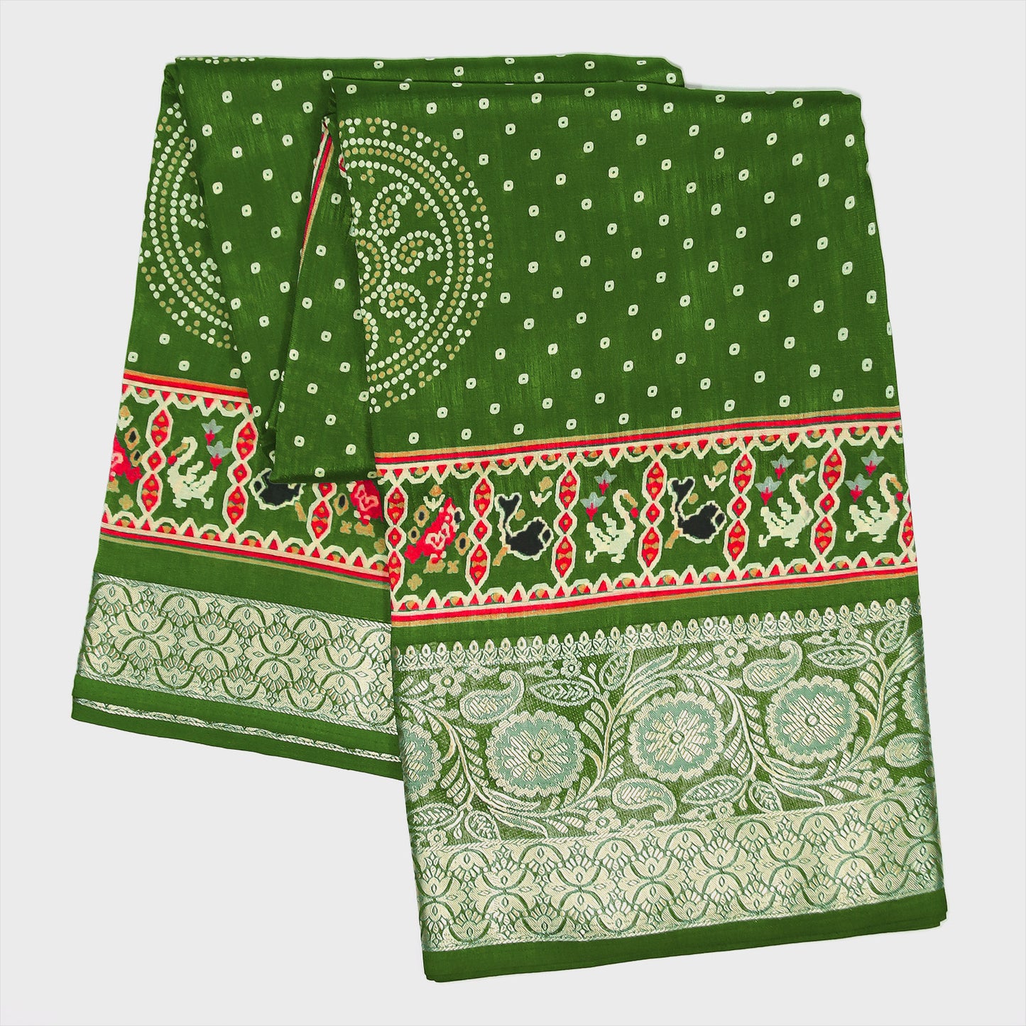 Light green saree, viscose saree, synthetic saree, saree with border, unstitched blouse, party wear saree, festive saree, Bloomaya saree, elegant saree, comfortable saree, lightweight saree, Indian saree, women's clothing, ethnic wear