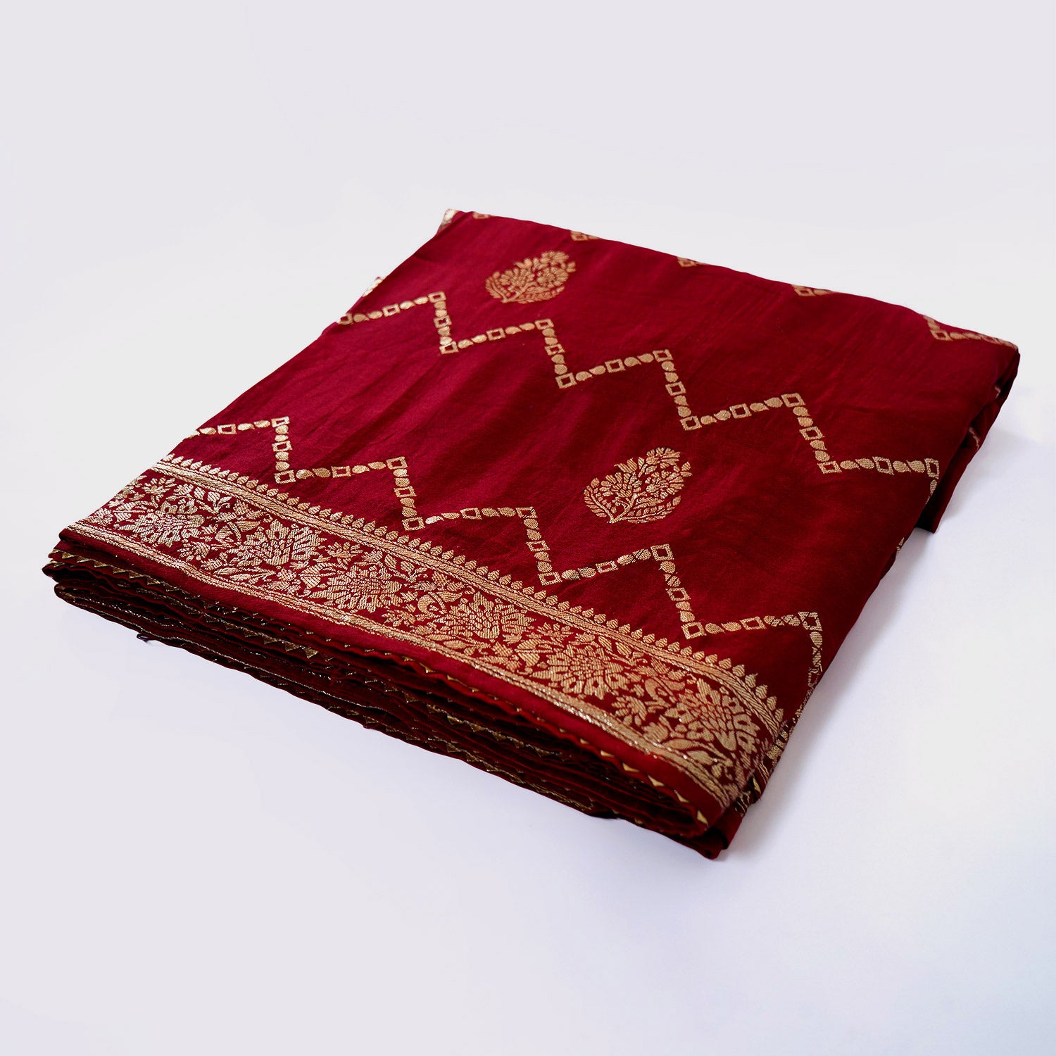 Exquisite Maroon Jaipuri Soft Silk Saree - Timeless Elegance for a Graceful Presence. Shop now at Bloomaya.com.