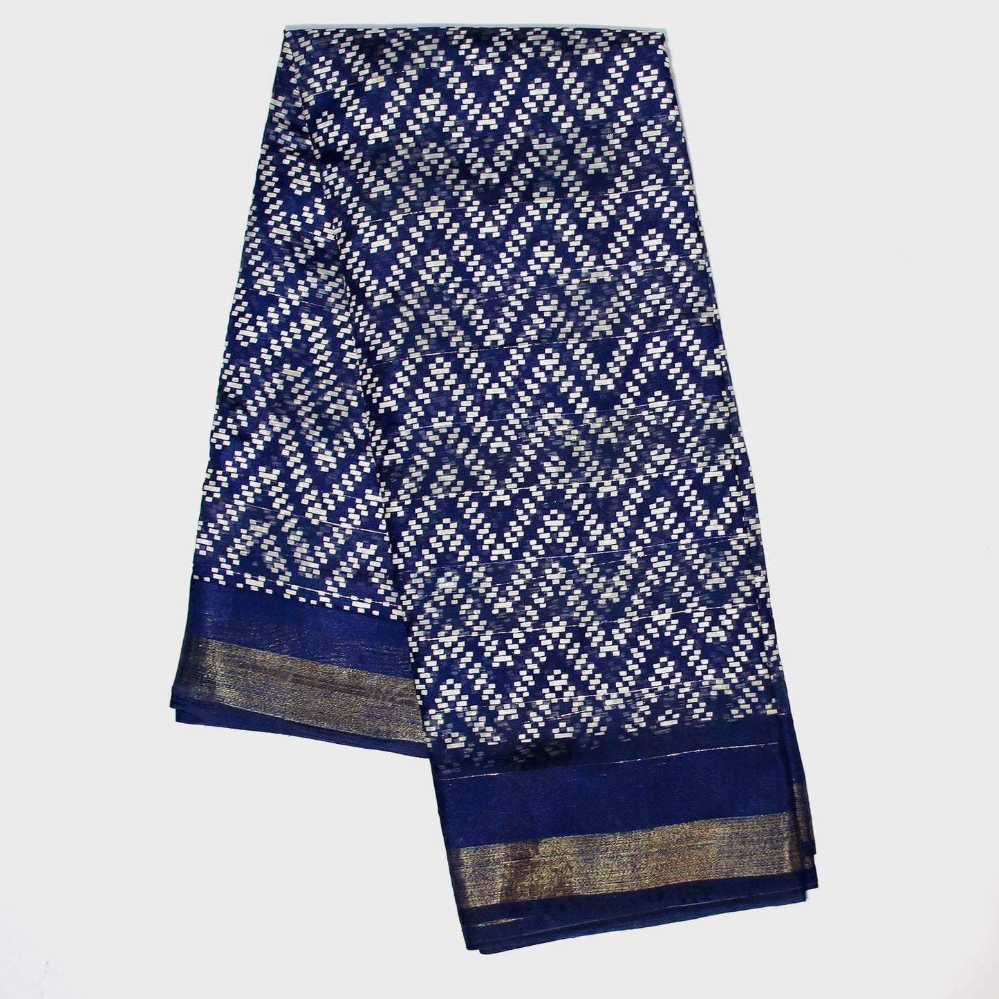 Navy Blue Saree, Cotton Blend Saree, Traditional Women's Wear, Festive Attire, Ethnic Fashion, Indian Artistry, Comfortable Draping, Versatile Saree, Women's Clothing, Elegant Ethnic Wear.