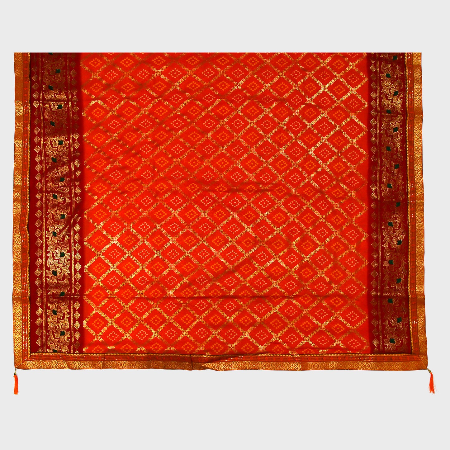 Orange Dola Badhani Saree, Synthetic Saree with Blouse Piece, Lightweight Ethnic Wear, Festive Saree for Women, Elegant Traditional Attire, Vibrant Orange Party Saree