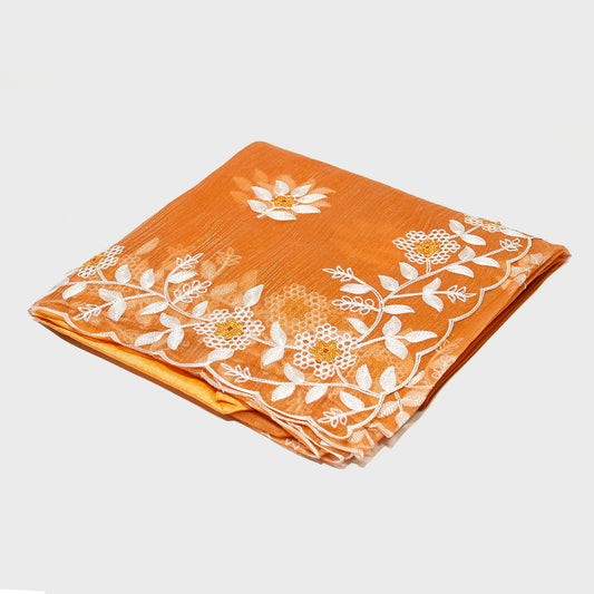 Orange Organza Net Saree, Indian Ethnic Wear, Orange Saree, Organza Saree, Net Saree, Traditional Indian Saree, Wedding Saree, Party Wear Saree, Festive Saree, Bloomaya.com.