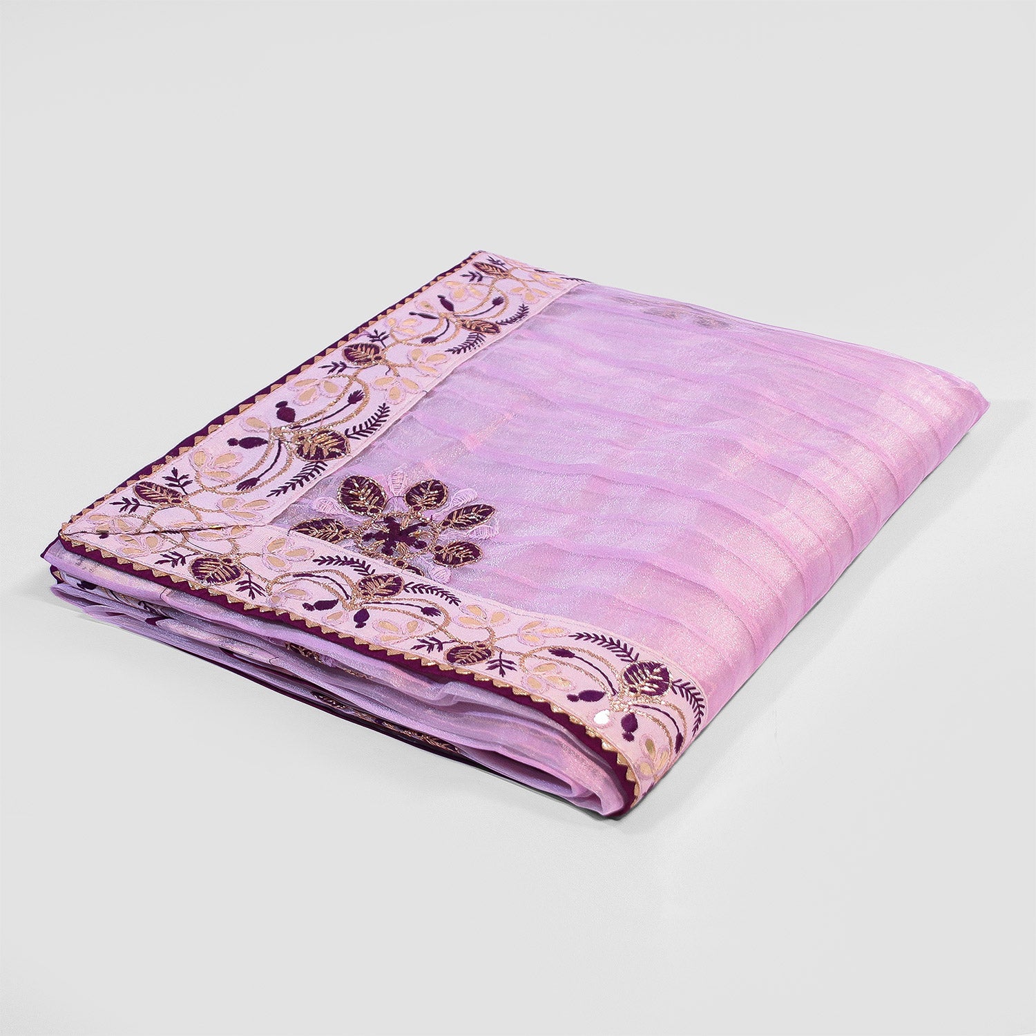 Purple Organza Saree: Elegant Embroidery | Buy Now at Bloomaya.com