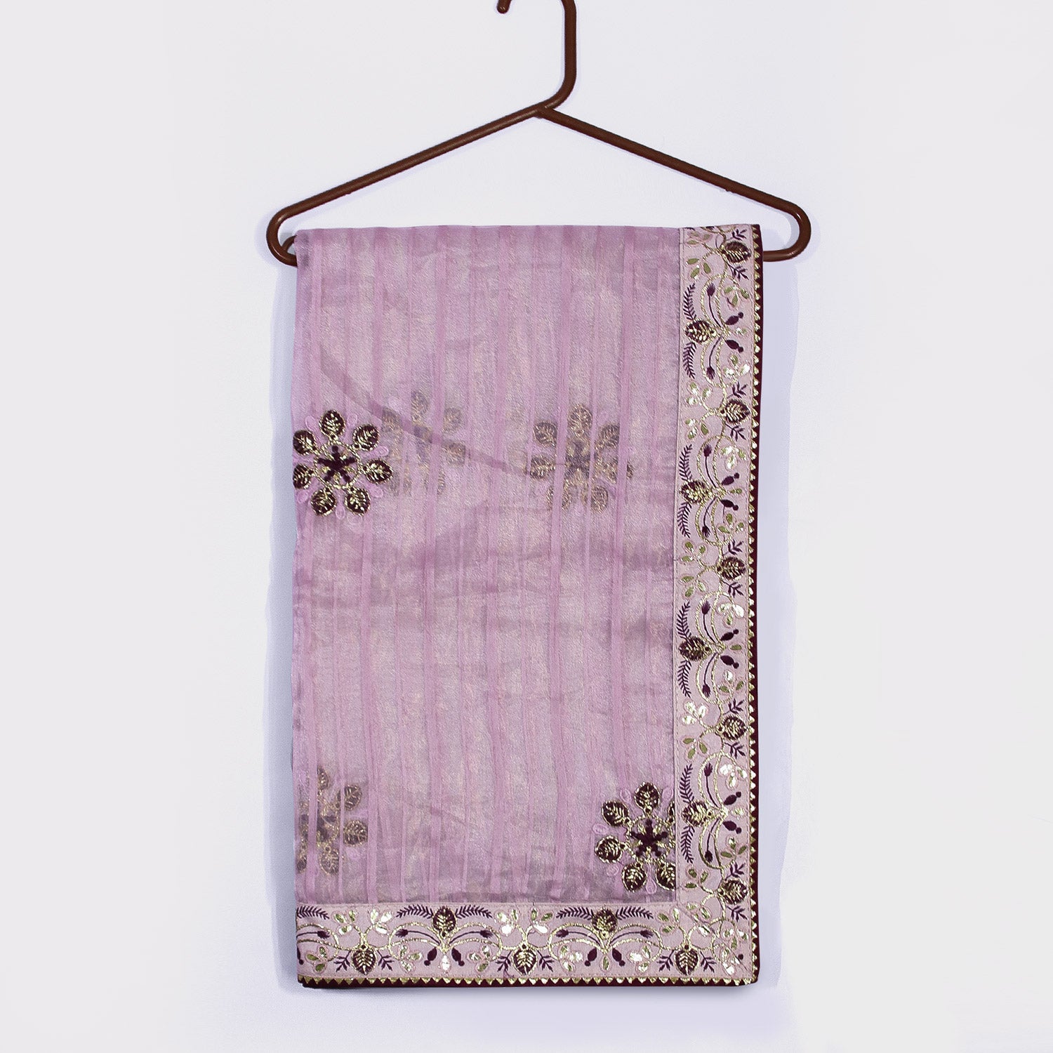 Purple Organza Saree: Elegant Embroidery | Buy Now at Bloomaya.com